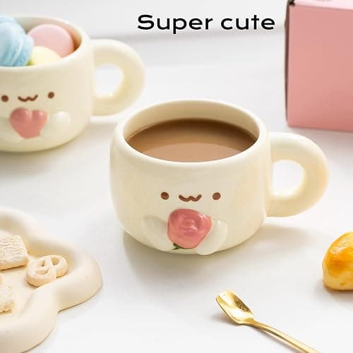 Cute Funny Coffee Mugs Valentines Day Mug Anime Cup For Women, Unique Anniversary Engagement Couple Gifts For Him And Her, Kawaii Mr And Mrs Gifts (Rose) thumbnail 2