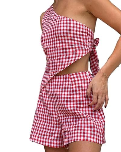 Seyurigaoka Women Y2k 2 Piece Lace Shorts Set Sleeveless V Neck Cami Top with Shorts Pajamas Sets Sleepwear - Image 1