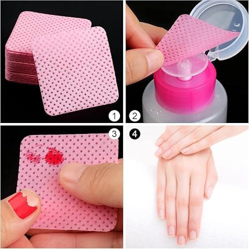 800 PCS Lint Free Nail Wipes,Non-Woven Fabric Nail Cleaning Pads Lash Extensions Glue Cleaning Wipes,accompanied by 1 Empty Pump-Style Bottle Dispenser Nail Care Set (Pink (800pcs)) thumbnail 5