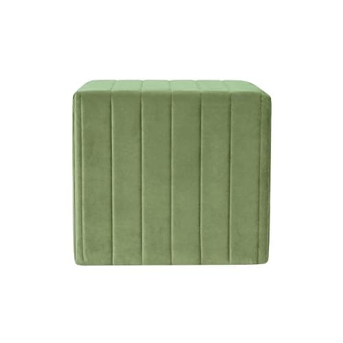 Spatial Order Modern Channel Tufted Velvet Ottoman Home Décor|Ottoman for Living Room & Bedroom - Green thumbnail 5
