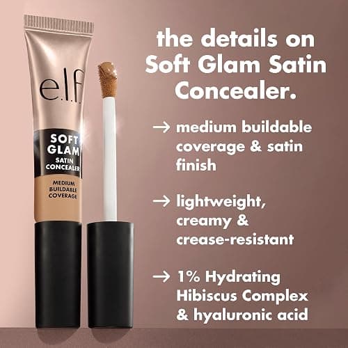 e.l.f. Soft Glam Satin Concealer, Medium Coverage For Blemishes & Under-Eye, Crease-Resistant, Long Lasting, Vegan & Cruelty-Free, 21 Light Neutral thumbnail 4