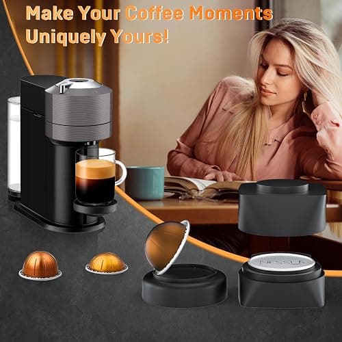 NESSUS Reusable Vertuo Pods Refill Kit, Lid Easy Remover for Vertuo Seal, 100PCS Aluminum Foil Lids for Nespresso Vertuo Pods, Tamp & Press Refillable Vertuo Capsules Holder and Brush thumbnail 5