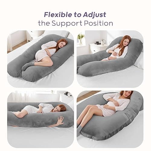 Nuliie Pregnancy Pillow for Sleeping, U Shaped Full Body Pillow Pregnancy Pillows, Maternity Pillow Support for Back, Hips, Legs for Pregnant Women, With Washable Velvet Cover (Grey) thumbnail 8