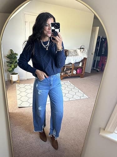 GRECERELLE Women's 2025 Fall & Winter Fashion Sweater Crewneck Long Sleeve Cable Knit Chunky Vintage Casual Pullover Tops thumbnail 7