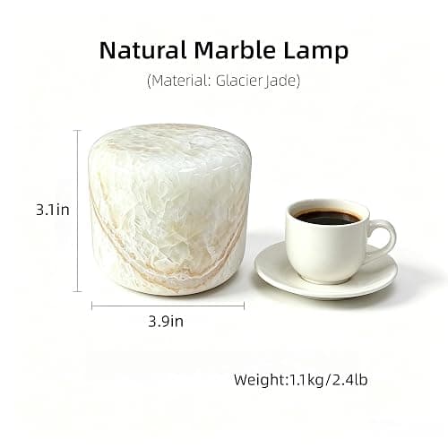PanManner Natural Marble Lamp, Rechargeable Marble Touch Lamp Night Light, 3-Way Dimmable Stone Light,Small Ambient Lamp for Bedroom, Bedside Table, Living Room, Home Decor (4x4x3in) thumbnail 2