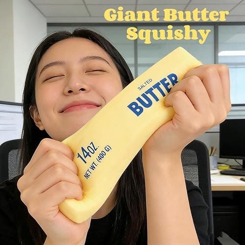 Giant Butter Squishy – Jumbo Squishy Butter Stick, Large & Mini Squeezy Butter Toy, 14oz Stress Relief Slow Rising Fun, Extra Large (14 Oz) thumbnail 2