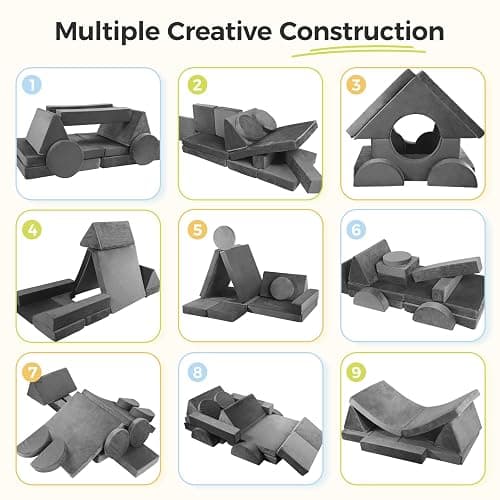 Modular Kids Play Couch 18pcs Toddler Floor Sofa, Sectional Couch for Children Bedroom and Playroom Furniture for Playing, Creativing, Convertible Foam and Floor Cushion for Boys and Girls thumbnail 6