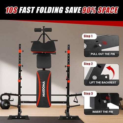 MAIDOMA 1500LBS 8 in 1 Olympic Weight Bench Set with Leg Extension/Curl and Preacher Curl, Bench Press Set and barbell Rack with Safety Bar Catches, Foldable Workout Benches for Home(US Stock) thumbnail 7