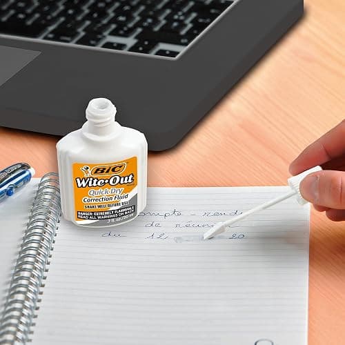 BIC Wite-Out Quick Dry Correction Fluid, 20mL, White, Goes on Easy with A Reduced Dry Time, 1-Count Pack thumbnail 2