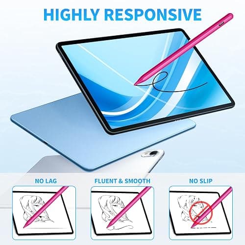 DRYMOKINI Stylus Pen, Active Stylus Pen Touch Screens Compatible for Android and iOS Tablet/Phones, Rechargeable Universal Stylus Pencil Compatible for A-pple/i-Pad/Phone Tablet, BabyPink thumbnail 2
