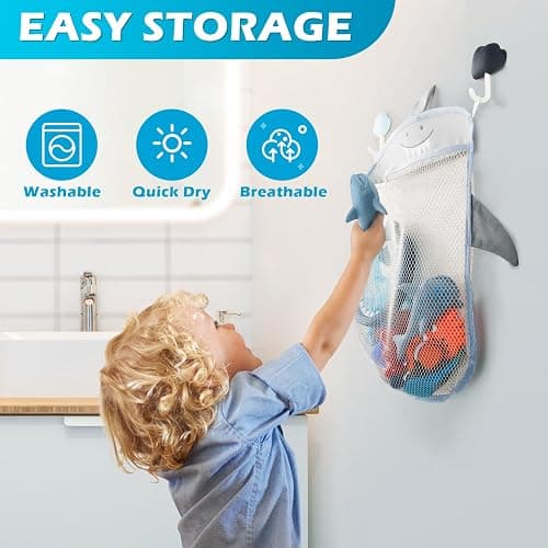 No Hole Mold Free Baby Bath Toys for Kids Ages 1-3, Water Toys for 6-12 Months Infants with Storage Bag, Baby Shark Toys for Pool, Bathtub, Beach, Shower, Tub,Ideal Gifts for Kids Boys and Girls thumbnail 6