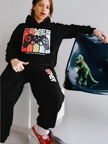 Cakaner Boys Sweatsuit Graphic Printed Hoodie Sweatshirt and Jogger Pant Sets Sizes 5-12 thumbnail 3