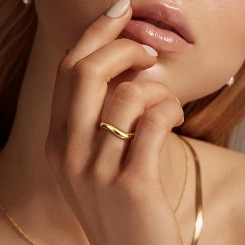 MILACOLATO 925 Sterling Silver Rings for Women 14K Gold Plated Wavy Stackable Ring for Women, Twisted Wave Band Rings, Silver/Gold Eternity Rings for Women Wedding Promise Ring With Box thumbnail 4