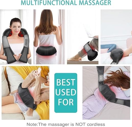 AERLANG Shiatsu Back and Neck Massager, Back Massager Deep Tissue Kneading Neck and Shoulder Massage with Heat, Electric Massage Pillow Fathers Day Gift Ideas from Daughter Son(NOT Cordless) thumbnail 4