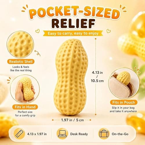 5 Pack Crunchy Squishy Squeeze Stress Squishies Ball Asmr Bead Filled | Butter Mango Peanut Soap Pudding Potato, Stress Stick Rebound Calming Desk Decor Moldable Adults Party Favor thumbnail 2