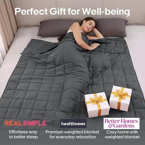 ZonLi Weighted Blanket (60"x80", 20lbs, Dark Grey) Queen Size Weighted Blanket for Adults, High Breathability Heavy Blanket, Soft Material with Premium Glass Beads thumbnail 4