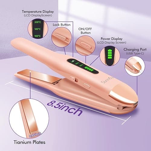 SUNMAY Cordless Hair Straightener, Titanium Portable Straightener for Travel, Dual Voltage Cordless Flat Iron Hair Straightener 2 in 1 with Comb & Clip for Women, Heat-up in Seconds, USB-C Fast Charge thumbnail 5