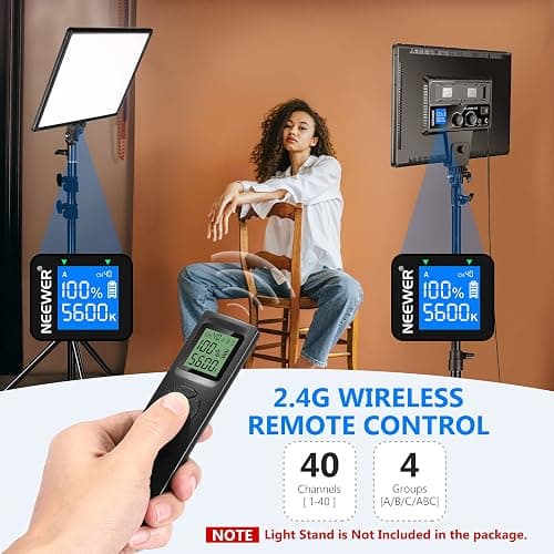 Neewer NL288 LED Video Light with 2.4G Remote, 45W 4800Lux 3200K-5600K CRI 97+ Dimmable Bi-Color 18" Soft Light Panel for Photography YouTube Live Stream Game Zoom Meeting(Battery Not Included) - NL-288ARC thumbnail 4