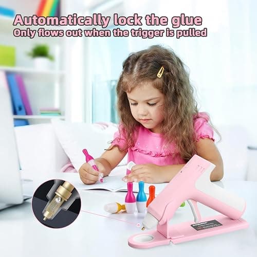 DOMINOX 4V Cordless Hot Glue Gun with 20 Glue Sticks, 25s Fast Preheating, 2000mAh Type-C Rechargeable, Smart-Power-Off, for Art, Craft, DIY, Home Repairs, Pink thumbnail 5