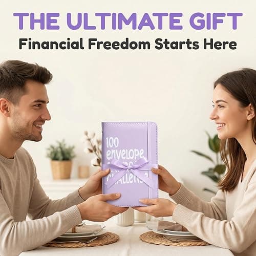 2Pcs 100 Envelopes Money Saving Challenge, Motivational Savings Challenge Binder, Durable Cash Organizer with Inspiring Quotes, Savings Challenges Book to Plan and Save $5,050(Pink+purple) thumbnail 7