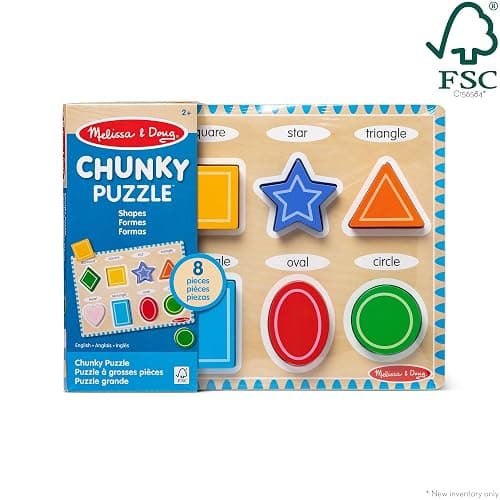 Melissa & Doug Shapes Wooden Chunky Puzzle (8 pcs) Color Matching Shape Sorter Toys for Toddlers Ages 2+ - FSC Certified thumbnail 5