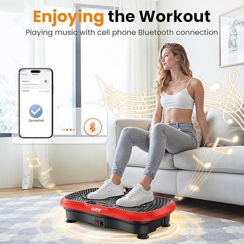 AXV Vibration Plate Fitness Platform Exercise Machine Vibrating Shaking Full Body Shaker Workout Vibrate Stand Shake Board Sport Gym for Weight Loss Fat Burner for Women Men thumbnail 3