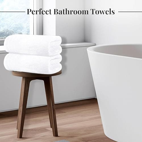 Tens Towels Pack of 4 Extra Large Bath Towels 30 x 60 Inches, 100% Cotton, Larger & Lighter Weight, Quicker to Dry, Super Soft and Absorbent, Perfect for Bathroom, White thumbnail 5