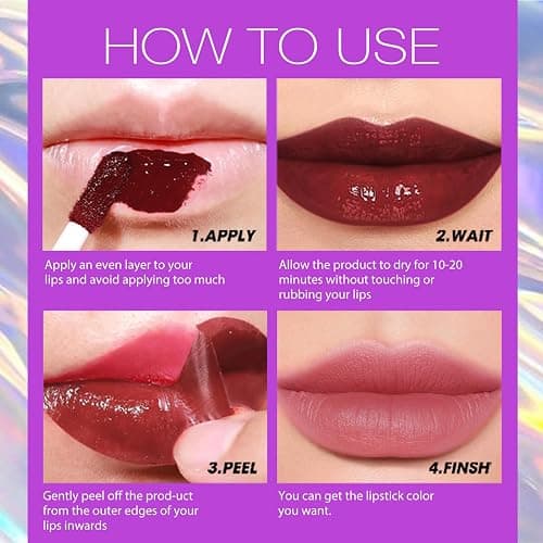 LANGMANNI 6Pcs Peel Off Lip Liner Set,Lip Stain Peel Off,Long-Lasting Waterproof & Smudge-Proof Matte Lip Liners With Ergonomic Handle & Precision Brush,Makeup Gift for Girls (6 Colors Set) thumbnail 6
