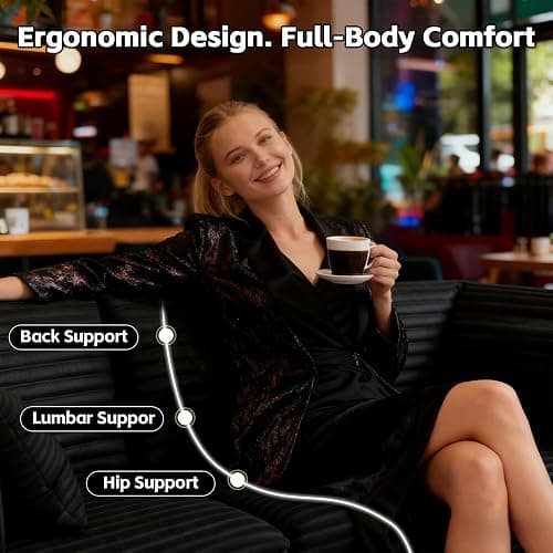 107" Boneless Couch, Sectional Couchs for Living Room & Bedroom, Cloud Couch with L-Shape Chaise Modern Modular Sofa with Deep Seat, No Assembly Required (Jet Black) thumbnail 6