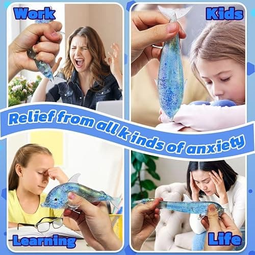 2 Pack Squishy Dolphin Sugar Stress Balls for Kids and Adults, Kawaii Dolphin Squeeze Sugar Ball Squishy Toys, Sea-Animals Sensory Stress Toys, Party Favors for Kids, Easter Basket Stuffers thumbnail 5