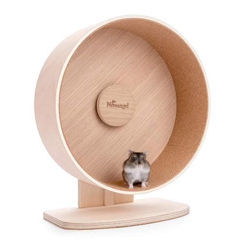 Niteangel Wooden Hamster Exercise Wheel: - Silent Hamster Running Wheel for Hamsters Gerbil Mice and Other Similar-Sized Small Pets (M) - Image 1