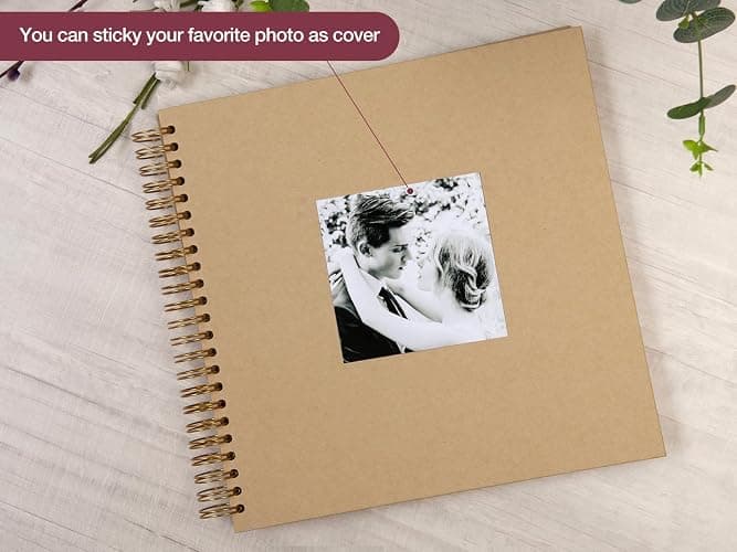potricher 12 x 12 Inch Large DIY Scrapbook Photo Album 80 Pages Thick Kraft Blank Yellow Paper Memory Book for Wedding and Anniversary Family (Yellow, 12 Inch) thumbnail 3