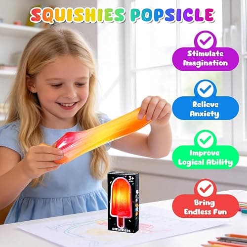 Malt Sugar Popsicle Squishy, Ice Cream Squishies Slow Rising Sensory Fidget Travel Toys for Adults, Kids, and Teens – Summer Classroom Prize (Orange red) thumbnail 5