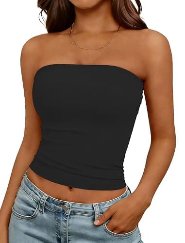 Matunana Womens Tube Tops Summer Crop Cute Y2K Strapless Bandeau 2026 thumbnail 6
