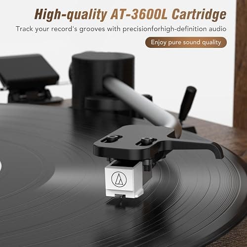 Vinyl Record Player with 24W HiFi Stereo Speakers Vintage Bluetooth Turnable for Vinyl Records with Belt Drive 2-Speed, Magnetic Cartridge RCA Output BT5.3 thumbnail 3