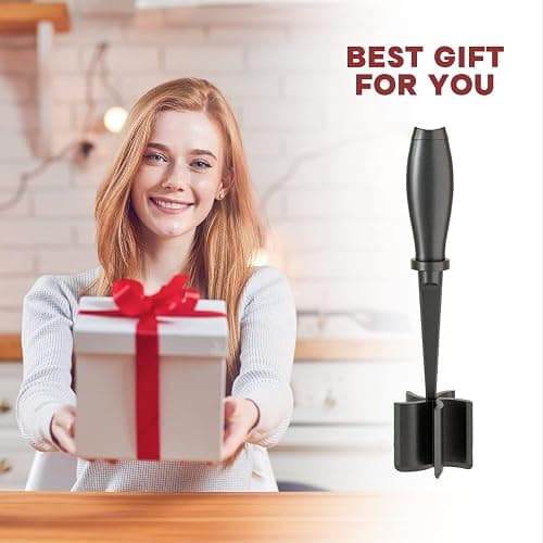 Meat Chopper, Hamburger Grinder, Premium Heat Resistant Smasher for Ground Beef, Burger Grinder Nylon Potato Mix Tool, Meat & Poultry Tenderizers-Black thumbnail 2