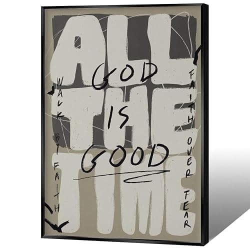 God Is Good All The Time Poster Vintage Christian Scripture Canvas Wall Art Modern Neutral Religious Aesthetic Pictures For Living Room Bedroom Church Wall Decor 12x16in Unframed - Image 1