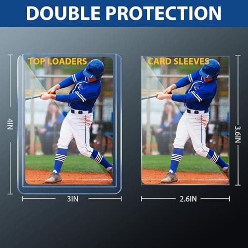 200 Card Sleeves Top Loaders for Cards, Premium Toploaders, 3"x4" Baseball Card Protectors Hard Plastic, Hard Cards Sleeve, Sports Trading Holder (100 Toploaders + 100 Penny Sleeves) thumbnail 3