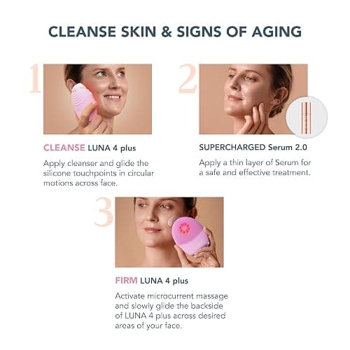 FOREO Fresh & Lifted Bundle - Luna 4 Plus Normal Facial Cleansing Brush + Supercharged SERUM 2.0, 1 oz - Near Infrared Light Treatment - Face Cleansing Massage Brush - Microcurrent Facial Device thumbnail 3