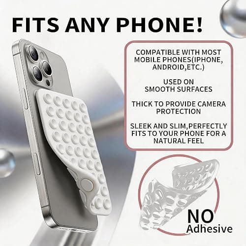Double Sided Octo Buddy Suction Cup Phone Mount - Silicone Sticky Phone Grip with Higher Suction Power for Effortless Hands-Free Selfies & Videos, Reusable Silicone Phone Suction Grip（White） ﻿ thumbnail 5