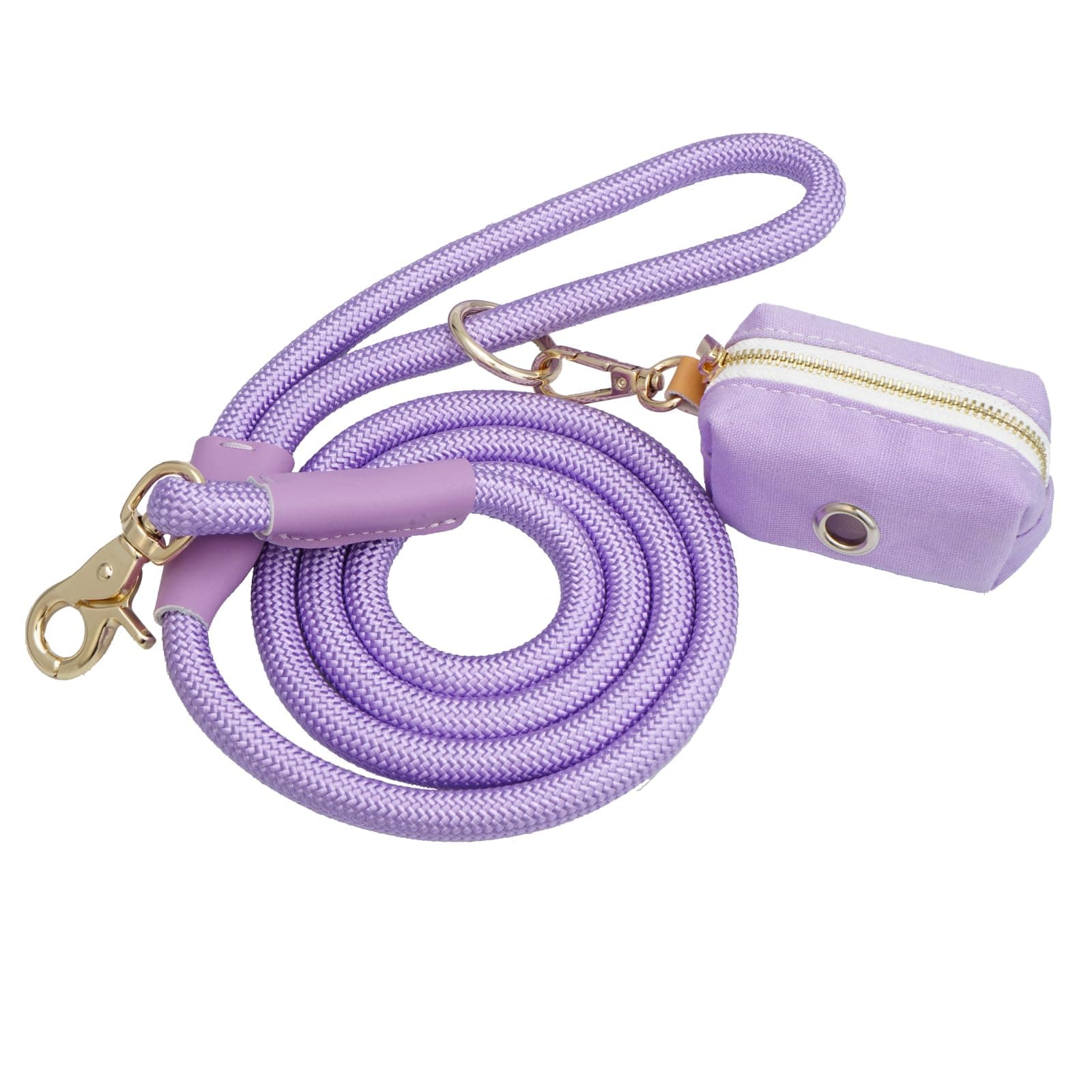 5FT Nylon Rope Dog Leash with Poop Bag Holder, Heavy Duty Snap Dog Leash, Soft Handle Rope Leash for Small Puppy Medium Large Dogs (5FT * 10MM, Lavender) thumbnail 2