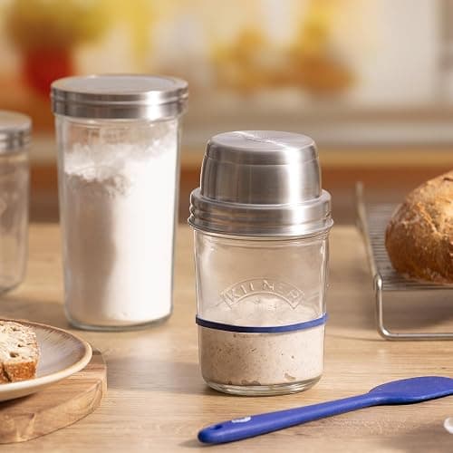 Kilner Sourdough Starter Set with 2 Glass Jars Measuring Lid Spatula and Recipe Booklet Perfect for Homemade Sourdough Bread, Pancakes, Pizza and Naan thumbnail 2