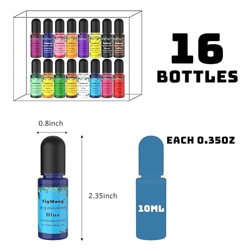 Epoxy Resin Pigment - 16 Colors Translucent Resin Colorant, Highly Concentrated Resin Dye for DIY Jewelry Making, AB Resin Coloring - 10ml thumbnail 2
