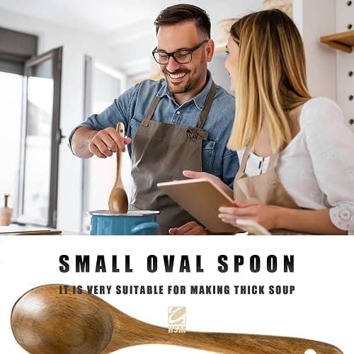 HSM Wooden Spoons for Cooking – 10-Piece Wooden Utensil Set, Non-Stick Safe, Easy-to-Clean Natural Acacia Wood Kitchen Utensils, Ideal for Cooking, Stirring, and Serving at Home thumbnail 3