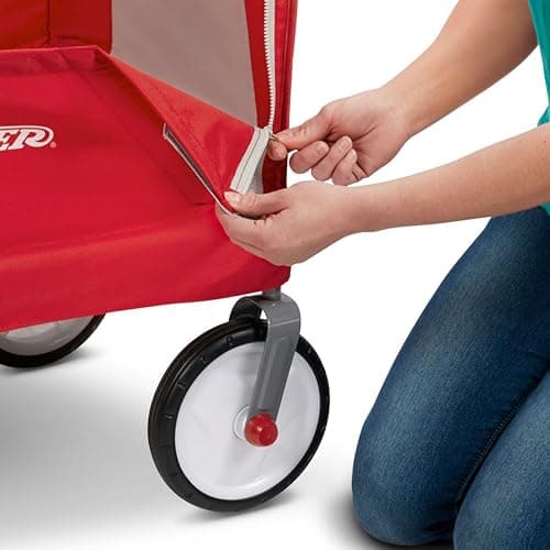 Radio Flyer 3 in 1 EZ Fold Stroller Wagon with Canopy and Adjustable Handle, Red thumbnail 5