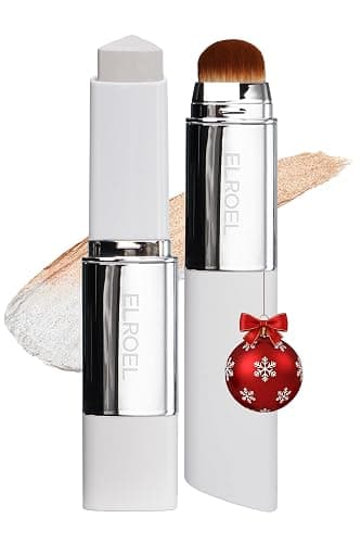 ELROEL BLANC Cover Cream Stick V - Korean Color-Changing Foundation with Detachable Brush - Full to Medium Coverage Base Makeup (201 Light, 0.45 oz) - Image 1