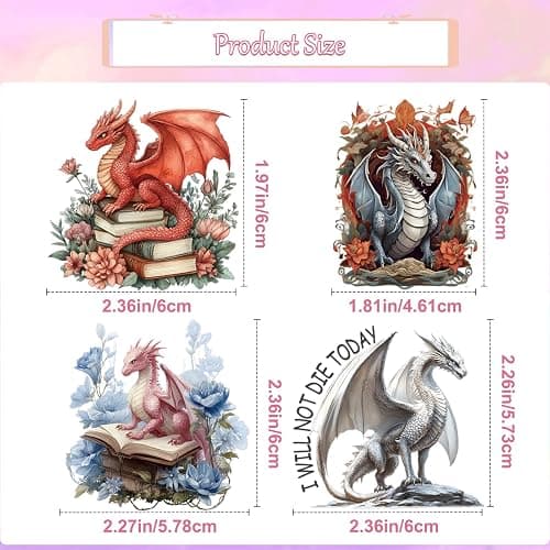 Falueqg 100Pcs Dragon Stickers, Magic Pterosaur Reading Book Stickers, Realistic Pterosaur Decals for Decor Water Bottle Laptop Phone Skateboard Scrapbooks, Dragon Lovers Gifts thumbnail 4