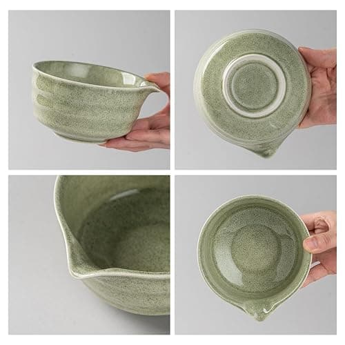 5 PCS Matcha Whisk Set, Green Matcha Set Includes Bamboo Chasen Whisk, Ceramic Tea Bowl, Scoop, Strainer and Matcha Whisk Holder, Handcrafted Japanese Tea Set Matcha Kit for Matcha Lovers thumbnail 4