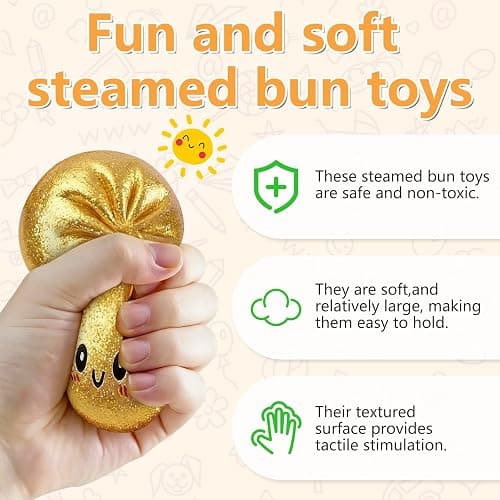 BCBU Glitter Dumpling Squishy,Dumpling Squishies,Glitter Dumpling Mystery Box,Colorful Dumpling Stress Balls Fidget,Jumbo Squishy Toy with Steamer Box,Soft Squeeze Decompression Dough (Glitter Gold) thumbnail 4