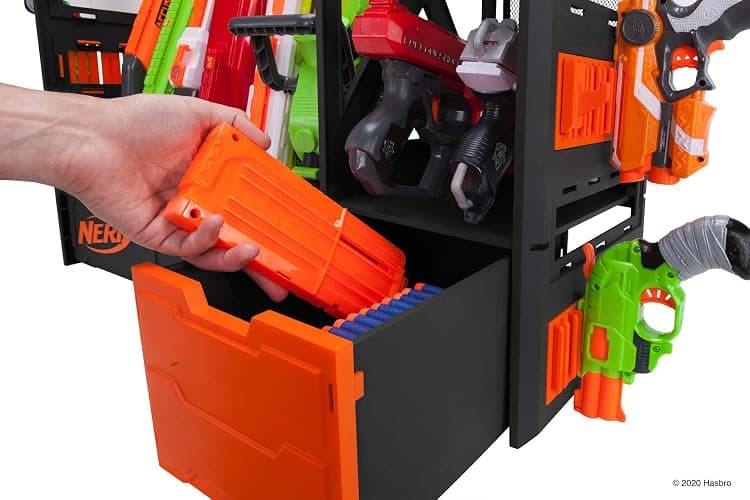 Nerf Elite Blaster Rack - Storage for up to Six Blasters, Including Shelving and Drawers Accessories, Orange and Black - Amazon Exclusive thumbnail 11